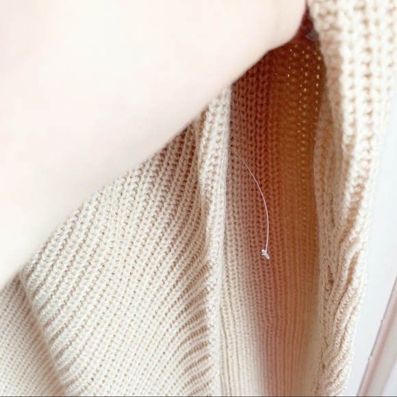 TOBI Don’t Let Me Down Oatmeal Knit Sweater Dress Open Criss Cross Medium M - Picture 5 of 8